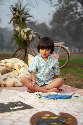 Printed Button Downshirt For Boy
