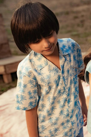 Printed Button Downshirt For Boy