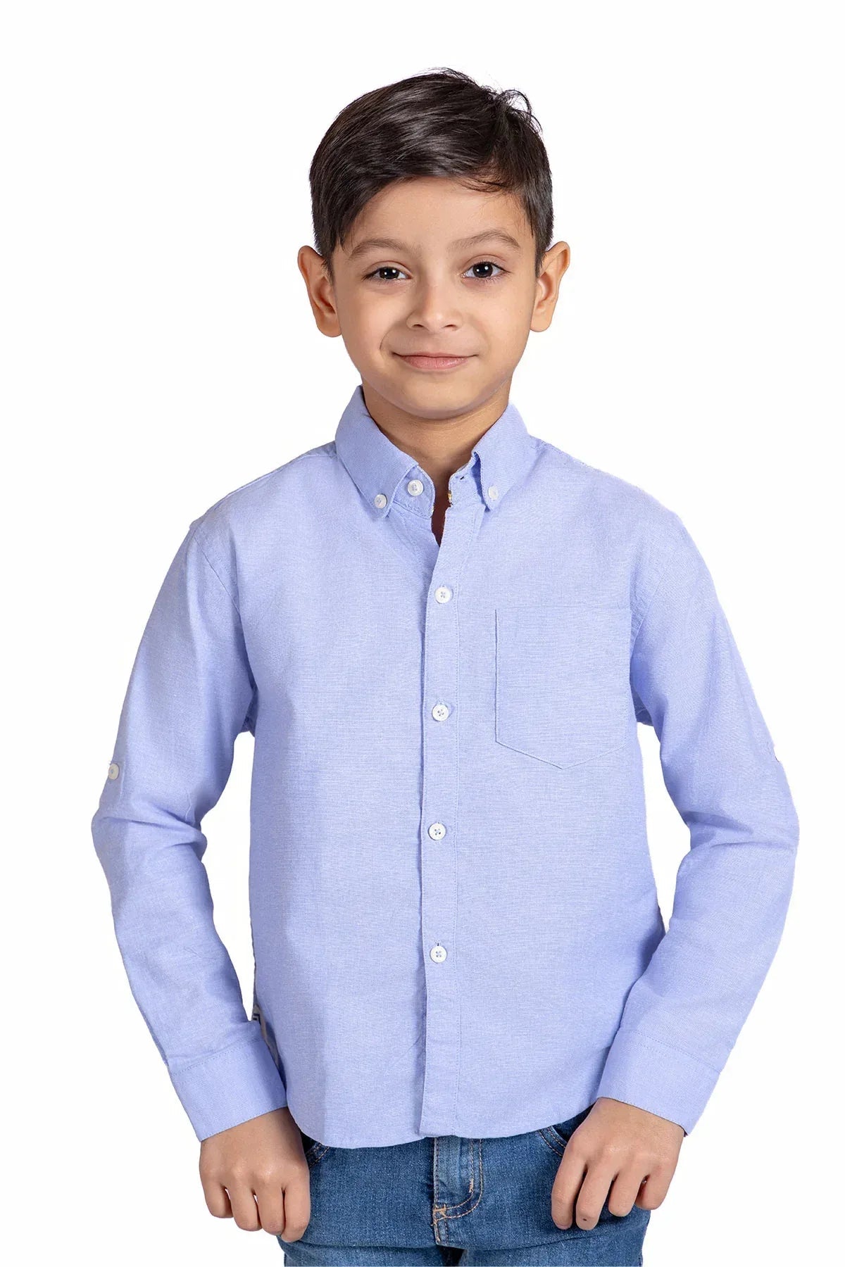Solid Button Downshirt For Boy