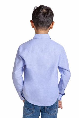 Solid Button Downshirt For Boy