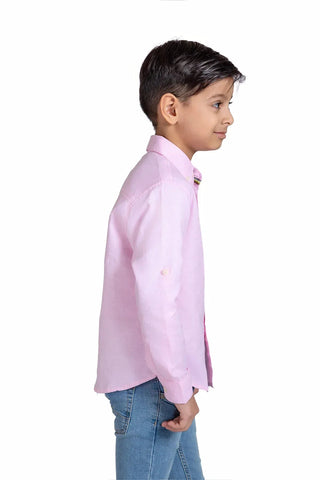 Solid Button Downshirt For Boy
