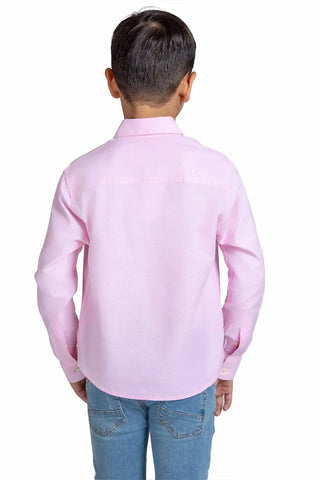 Solid Button Downshirt For Boy