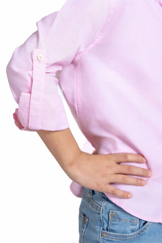 Solid Button Downshirt For Boy