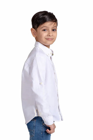 Solid Button Downshirt For Boy