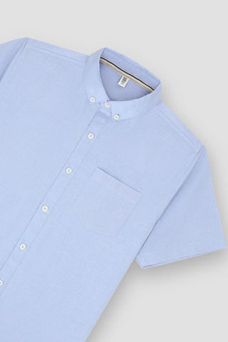 Solid Button Downshirt For Boy