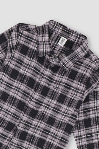Flannel Check Shirt For Baby Boy - Black