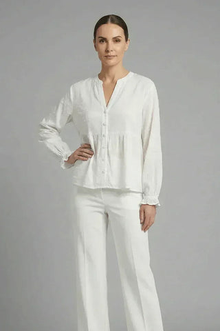 Button-Down Blouse for Women - White