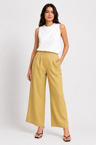 PLEATED STRAIGHT FIT TROUSERS FOR WOMEN