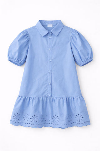 Eyelet Hem Shirt Dress For Girl