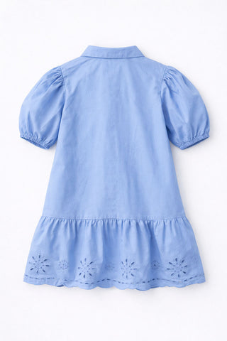 Eyelet Hem Shirt Dress For Girl