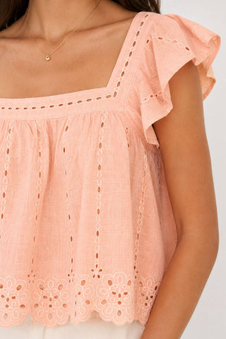EMBROIDERED RUFFLE BLOUSE FOR WOMEN