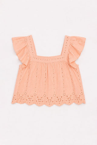 EMBROIDERED RUFFLE BLOUSE FOR WOMEN