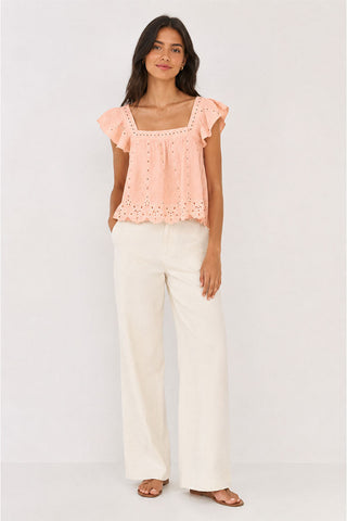 EMBROIDERED RUFFLE BLOUSE FOR WOMEN