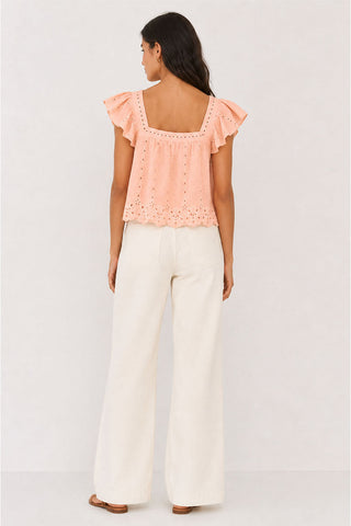 EMBROIDERED RUFFLE BLOUSE FOR WOMEN