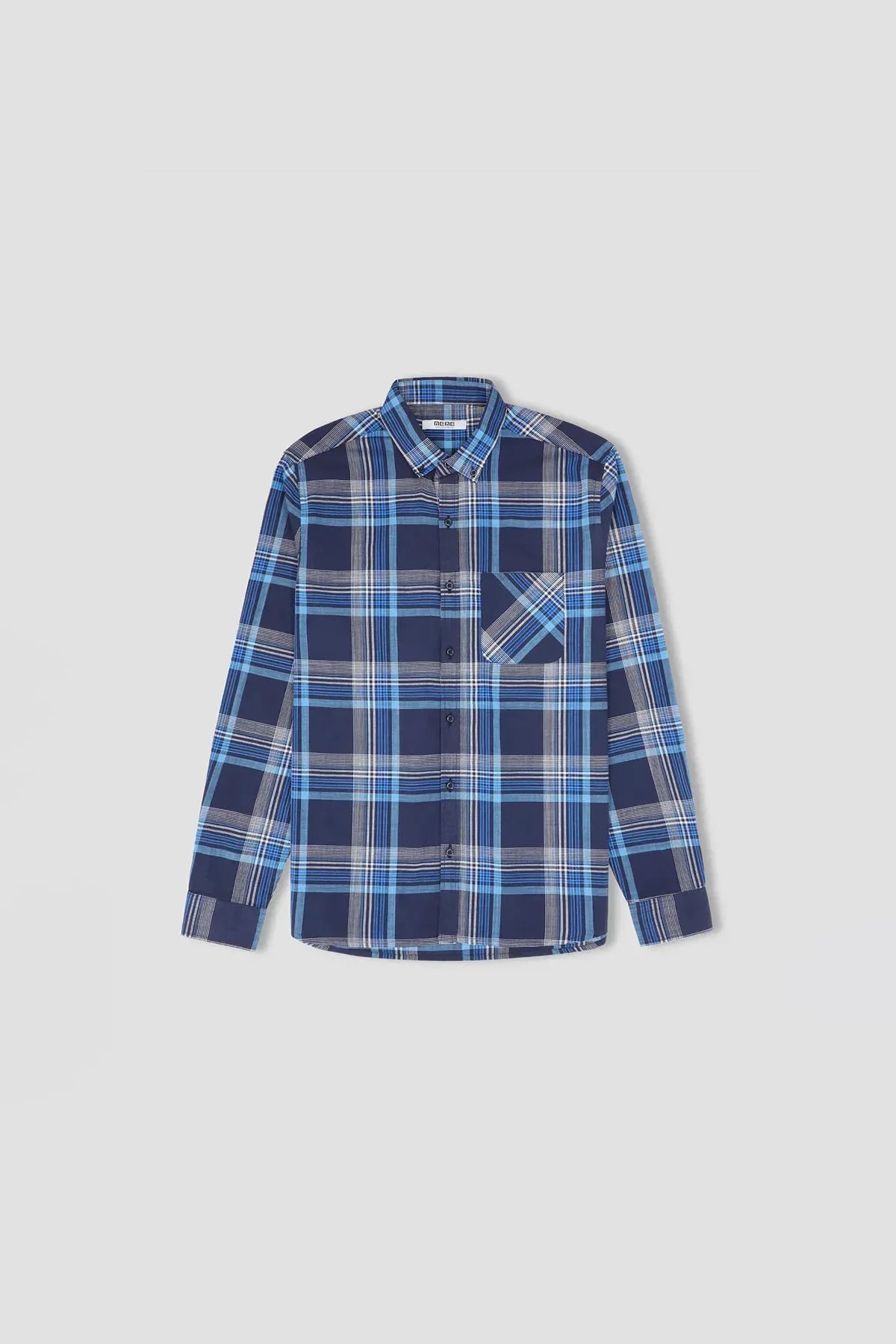Check Button Down Shirt For Men - Navy Check - MEME