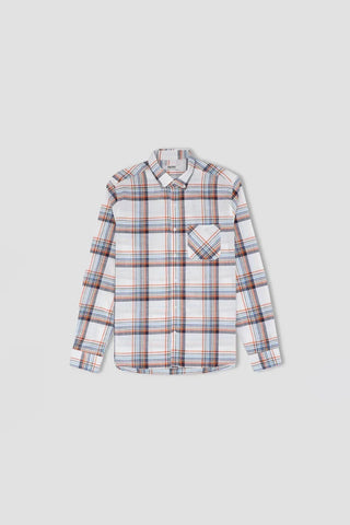Check Button Down Shirt For Men - White - MEME