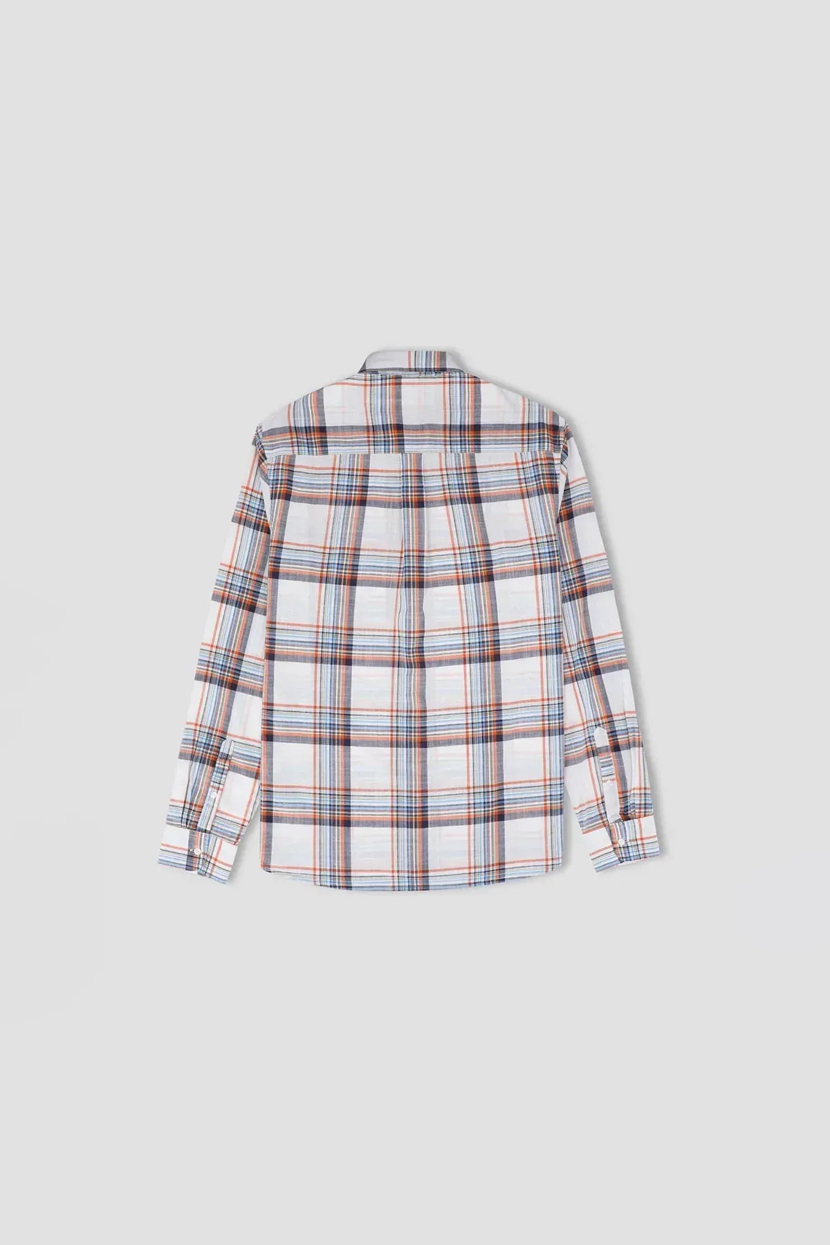 Check Button Down Shirt For Men - White - MEME