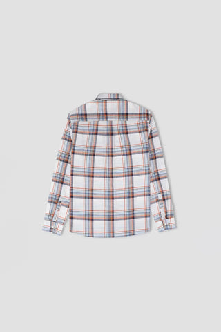 Check Button Down Shirt For Men - White - MEME