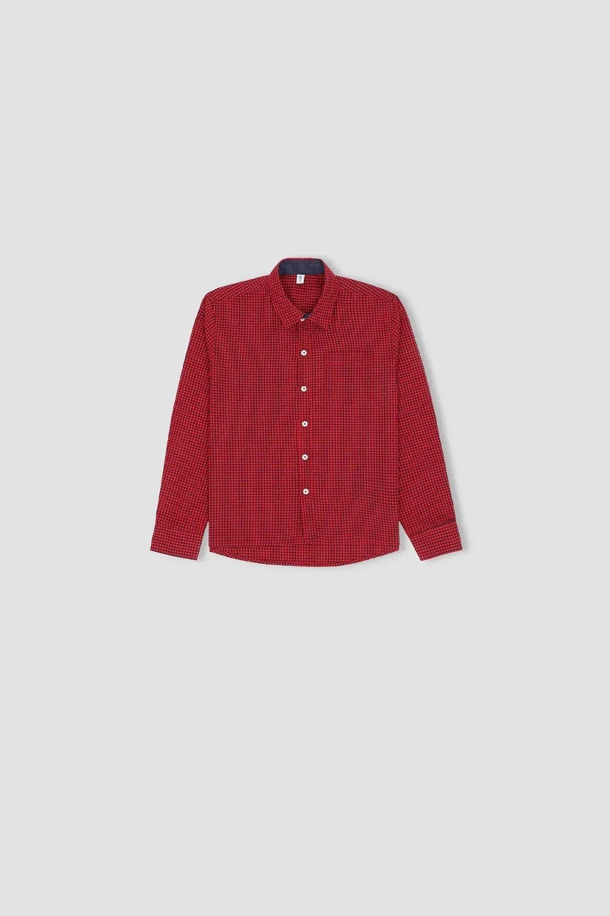 Checkered Button Downshirt For Boy