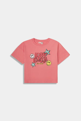 Emoji T-Shirt for Girl - Light Coral