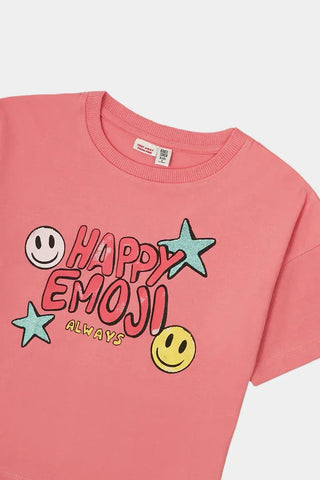 Emoji T-Shirt for Girl - Light Coral