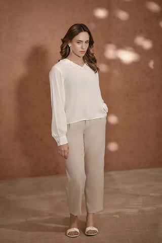 Embroidered Blouse for Women - Ash - Intermix - MEME