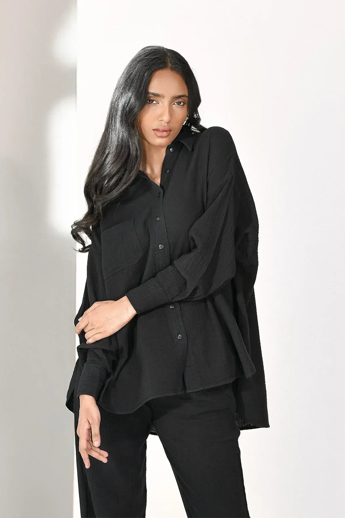 Oversized Shirt for Women - Black - Intermix - MEME
