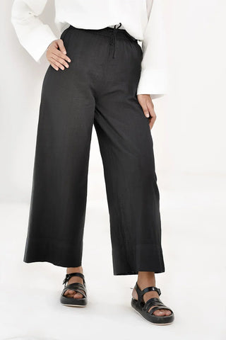Wide Leg Solid Trouser For Women - Black - Intermix - MEME