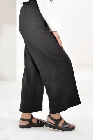 Wide Leg Solid Trouser For Women - Black - Intermix - MEME