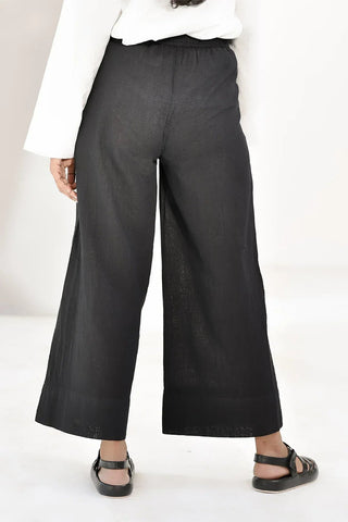 Wide Leg Solid Trouser For Women - Black - Intermix - MEME