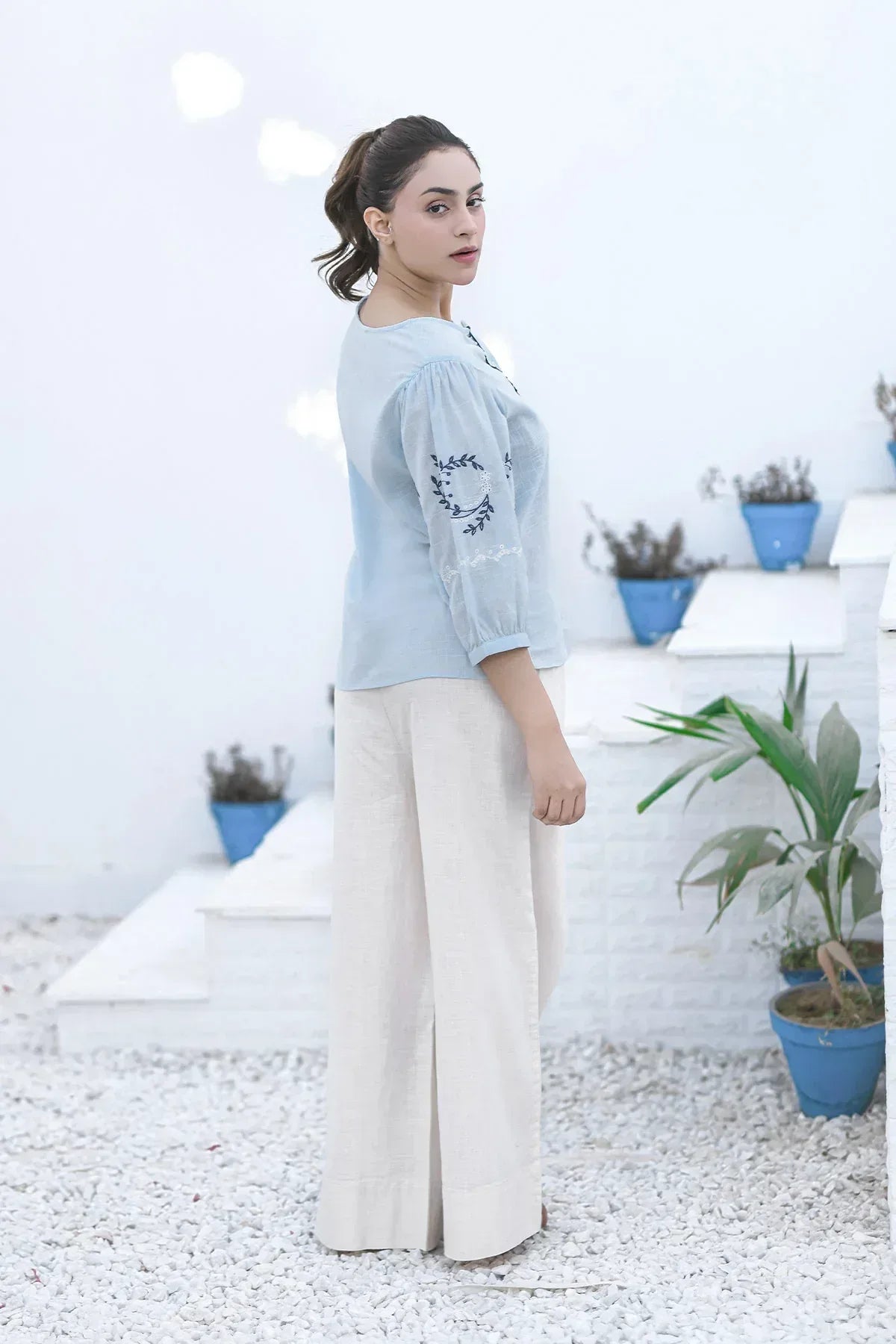 Embroidered Blouse - Heather - Intermix - MEME