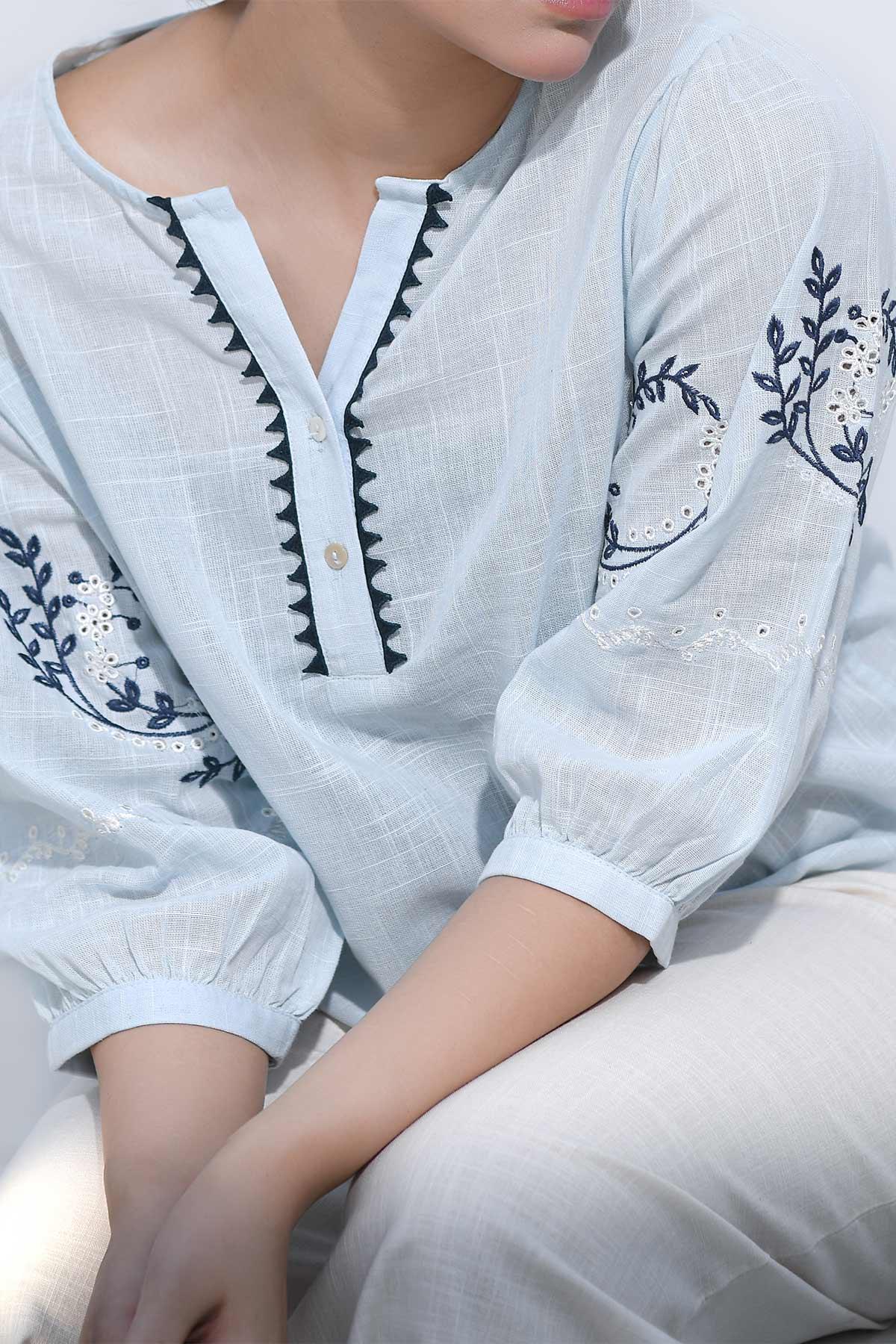 Embroidered Blouse - Heather - Intermix - MEME