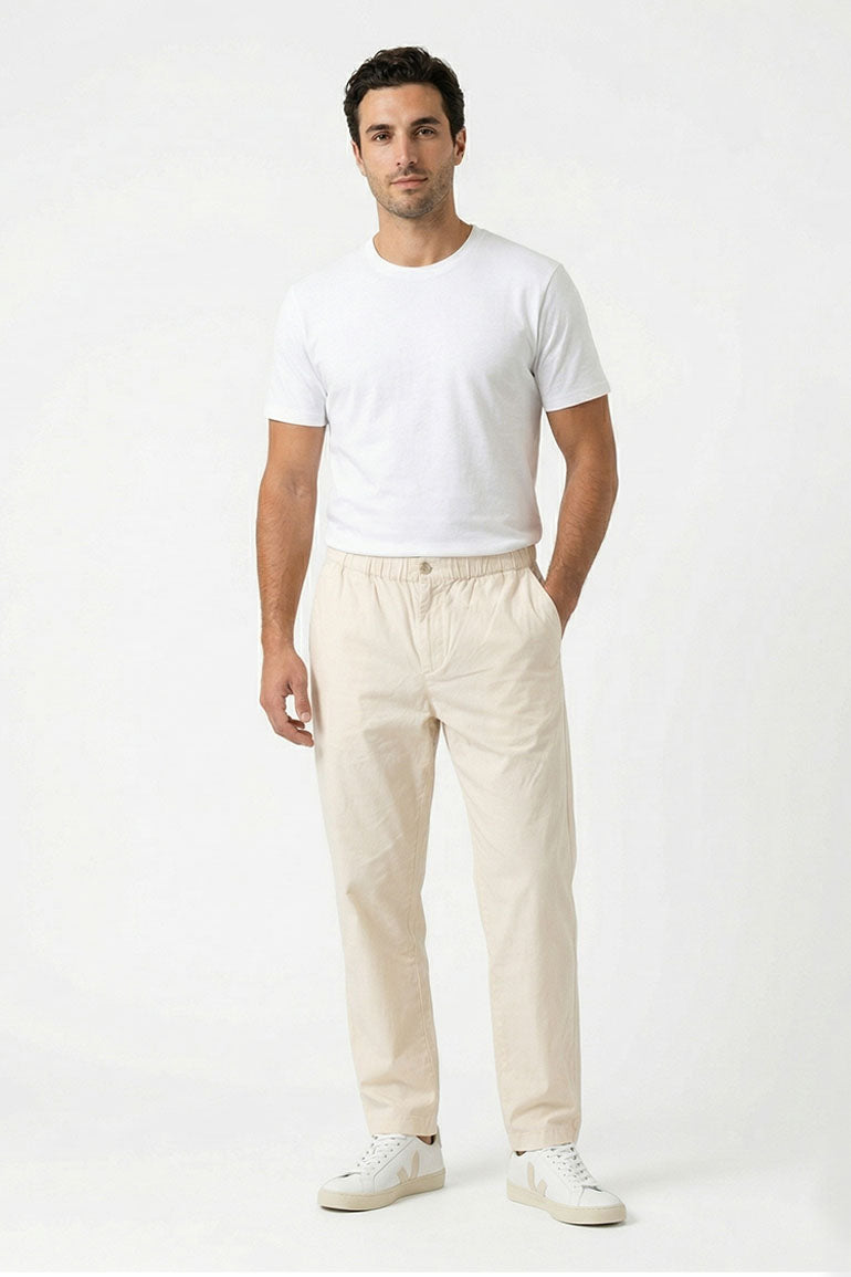 ELASTICATED REGULAR FIT PANTS FOR MEN