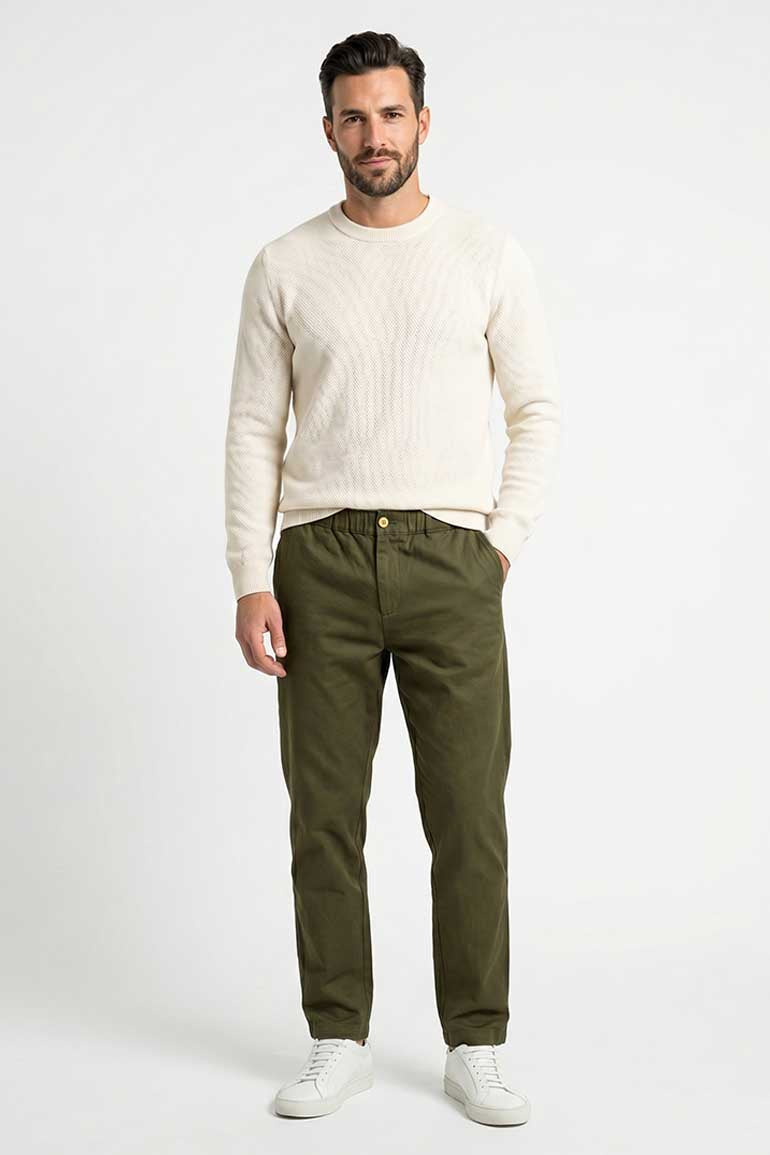  ELASTICATED REGULAR FIT PANTS FOR MEN   MEME