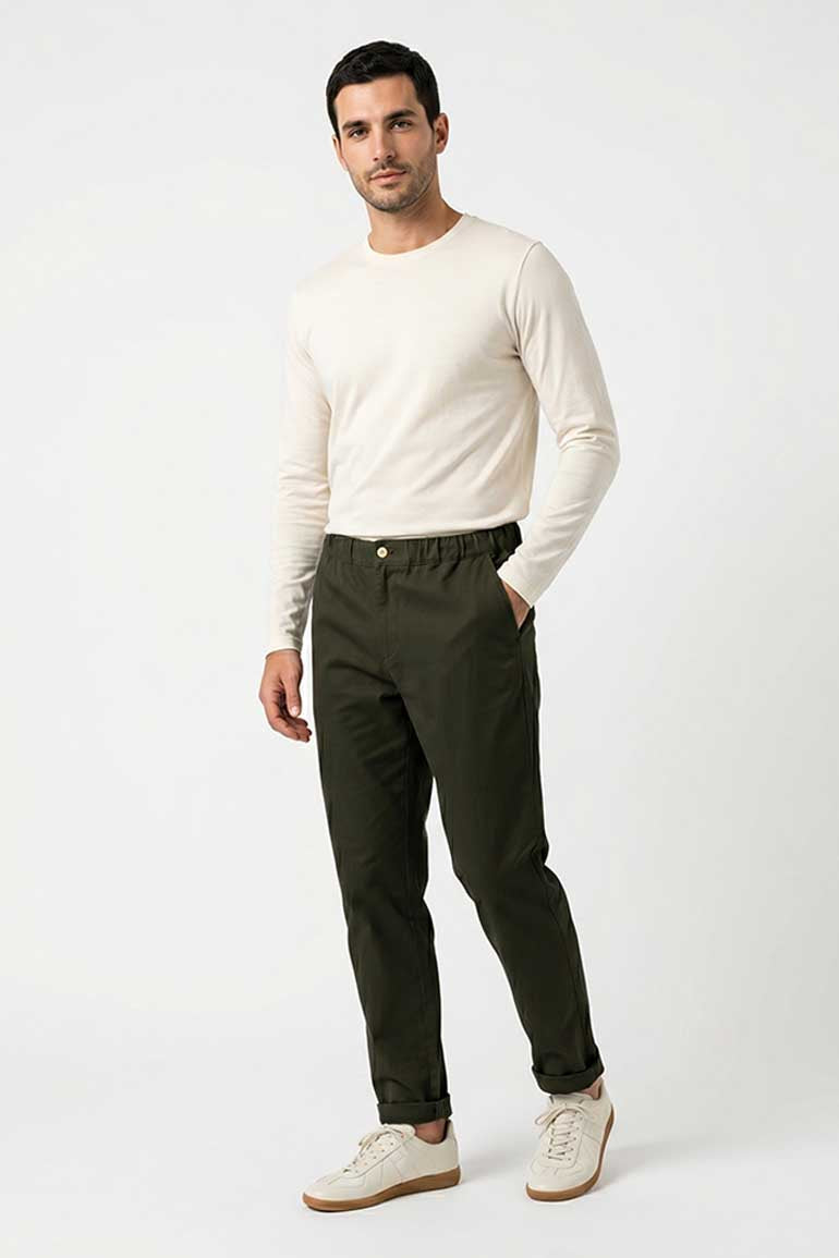  ELASTICATED REGULAR FIT PANTS FOR MEN   MEME