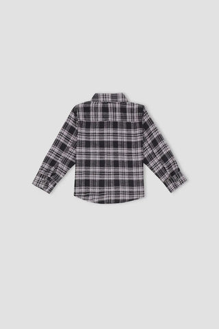 Flannel Check Shirt For Baby Boy - Black