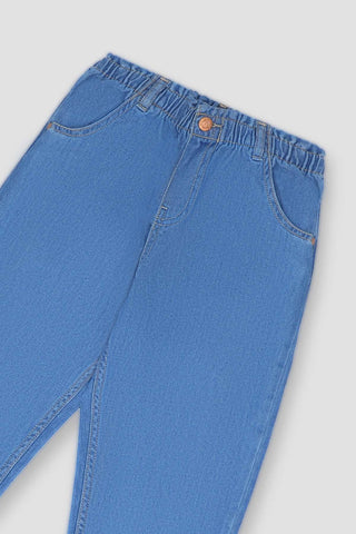 Paper Bag Denim Jeans For Girl