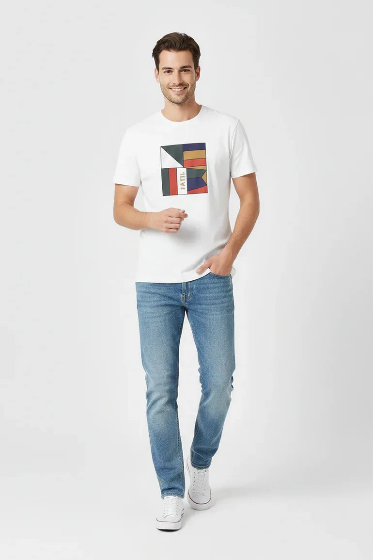 Printed T-Shirt For Men - White - MEME