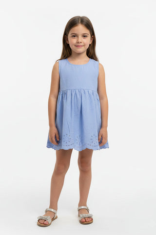 Embroidered Scallop Hem Top For Girl