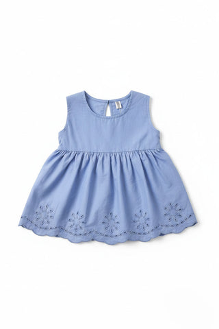 Embroidered Scallop Hem Dress For Baby Girl