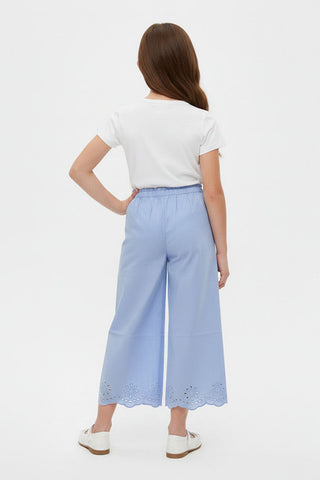 Embroidered Scallop Hem Pants For Girl