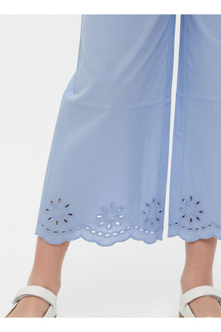 Embroidered Scallop Hem Pants For Girl