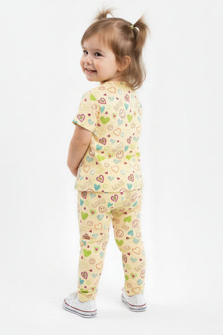 Love Print Tee And Leggings Set For Baby Girl