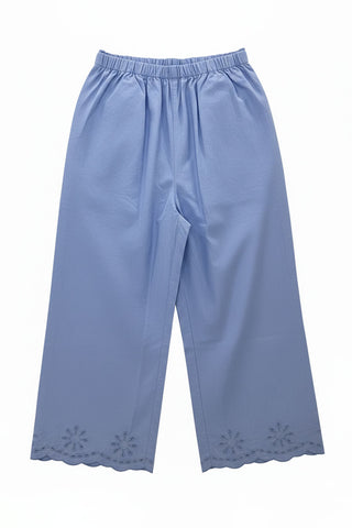 Embroidered Scallop Hem Pants For Girl