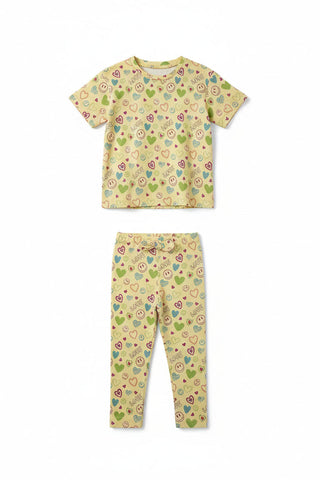 Love Print Tee And Leggings Set For Baby Girl