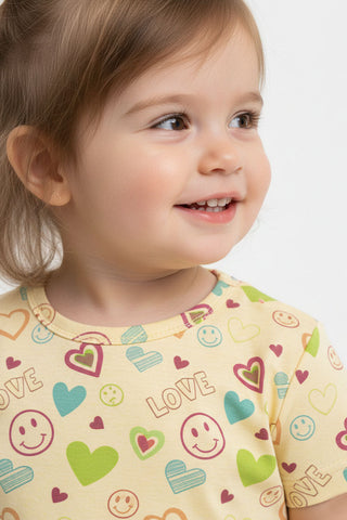Love Print Tee And Leggings Set For Baby Girl