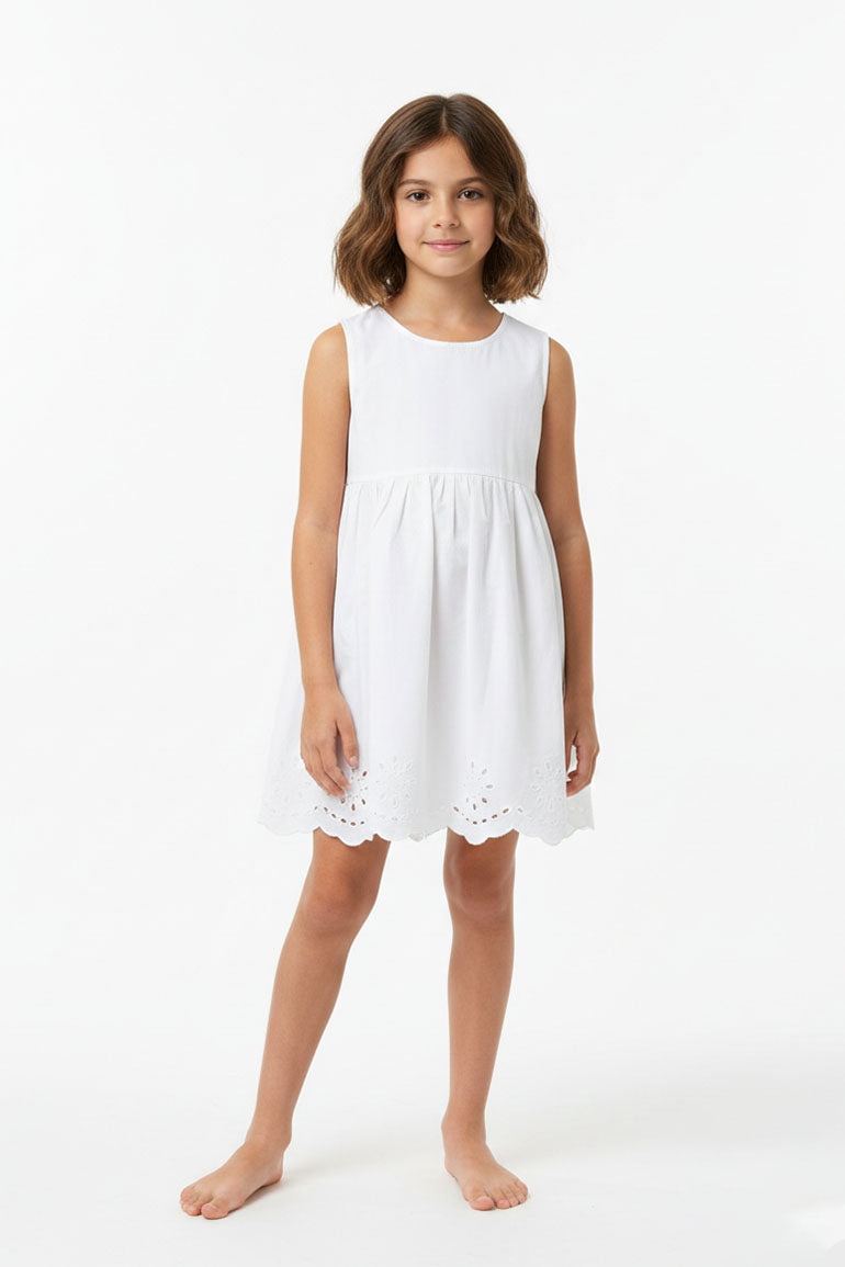 Embroidered Scallop Hem Top For Girl