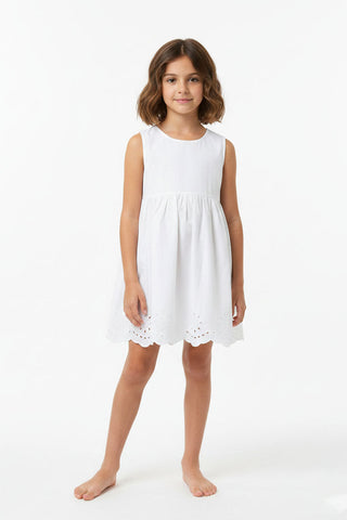 Embroidered Scallop Hem Top For Girl