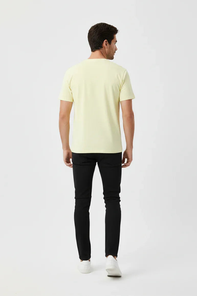 Crew Neck Basic T-Shirt For Men - Beige - MEME