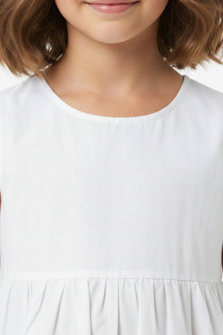 Embroidered Scallop Hem Top For Girl